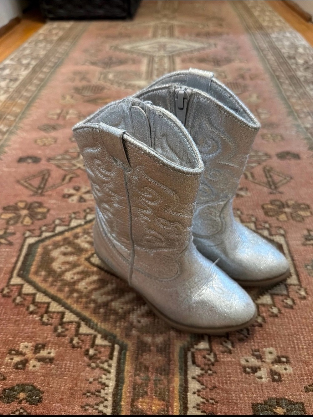 Tucker + Tate Toddler Little Girl Cowboy Cowgirl Boots -  metallic silver size 9